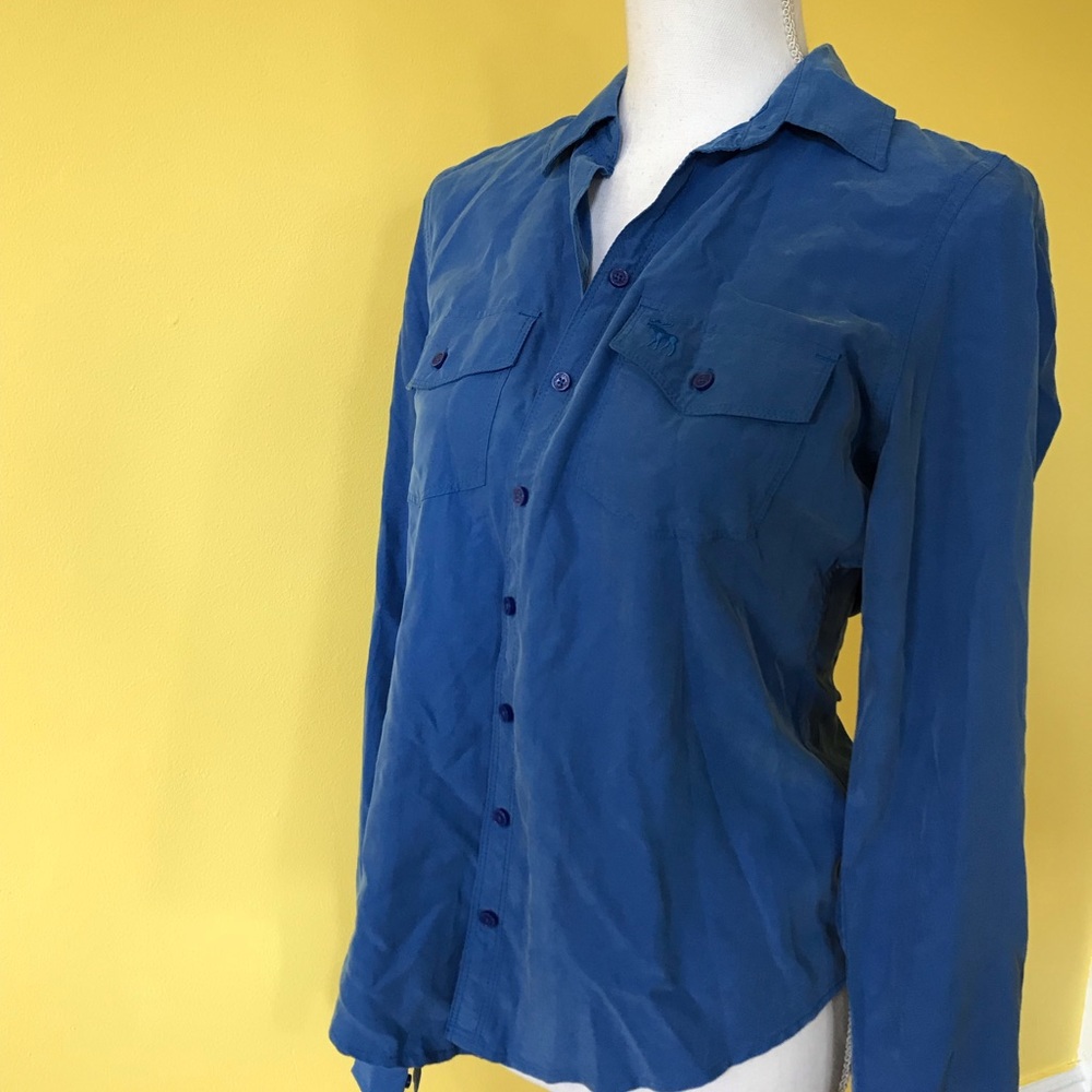 NWT medium blue button up top blouse